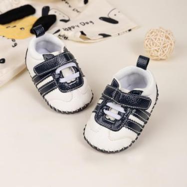 Imagem de Sapatos para bebês meninos e meninas, tênis de primeira caminhada, sola de borracha antiderrapante, com estampa fofa, Listra branca, 12-18 Months Toddler