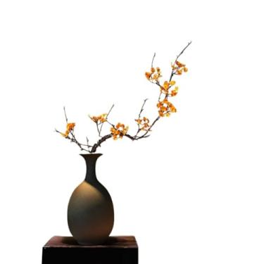 Imagem de Flores artificiais Vaso de cerâmica para sala chá, entrada, simulação flores, decoração mesa, arranjo cerejeira