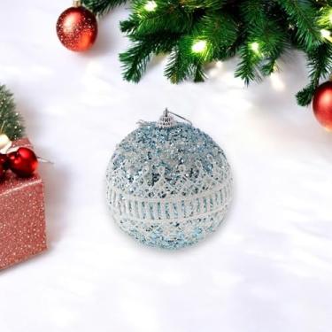 Imagem de Generic 1 peça de enfeites de bolas de Natal redondos de malha de renda espuma azul 8 cm