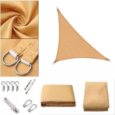Imagem de Toldo Lona Tela Sombreamento Triangulo 5X5X7 +Kit Instalação