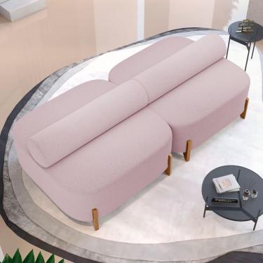 Imagem de Kit 02 Sofás Ilha Orgânico Living Closet Evo 125cm 02 Lugares Bouclê Rosê - Desk Design Rosê