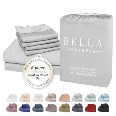 Imagem de Bella Coterie Conjunto de lençóis Queen com 6 peças de viscose de bambu de luxo | 100% orgânico | Resfriamento para pessoas com sono quente | Bolso profundo de 45,7 cm | Macio e hipoalergênico | 4