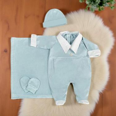 Imagem de Saída Maternidade Bebê c/ Manta Menino 05 Pçs Marquinhos - Maria's Bab