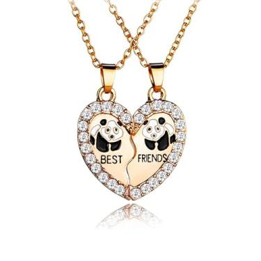 Imagem de Colar De Melhores Amigas Best Friends Colares Casal Panda 2 Peças Dourado