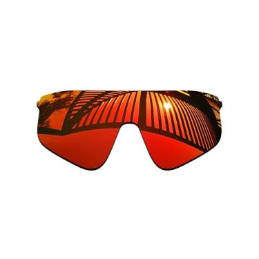 Imagem de MYCOURAG Lentes de reposição polarizadas com proteção UV para óculos de sol Oakley Stunt Devil S OO9518 – Revestido espelhado vermelho fogo polarizado