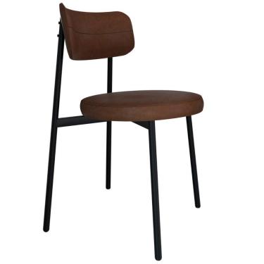 Imagem de Cadeira De Jantar Estofada Fixa Nyka M25 Sintético Whisky - Mpozenato