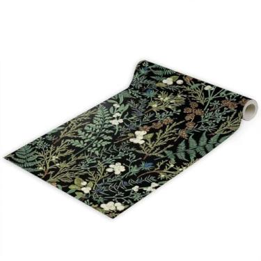 Imagem de Forro de prateleira botânico verde samambaia papel de contato autoadesivo vinil decorativo forro de armário para armários de cozinha cômoda (samambaia verde, 43,9 cm x 299,7 cm)