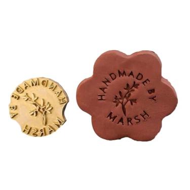 Imagem de Carimbo de cerâmica personalizado com seu logotipo, cerâmica personalizada e assinatura inicial para couro, assinatura de sabão (7 cm)