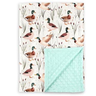 Imagem de Cobertor de bebê Pato Mallard para meninos - Cobertores de bebê para meninos, decoração de berçário de pato selvagem, cobertor de lã macia com camada dupla, cobertor infantil recém-nascido para
