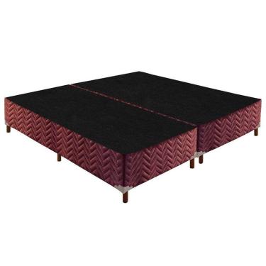 Imagem de Cama Box Base Queen Sommier Rústico Bordado Wine (158x198x30) - Paropas