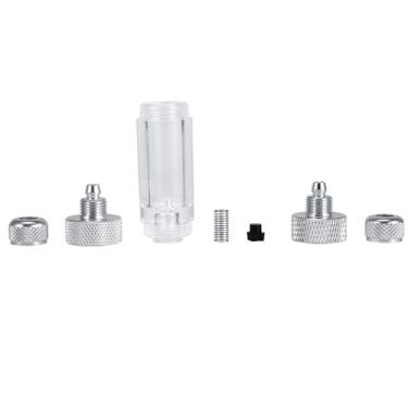 Imagem de Cryfokt Contador de Bolhas de Co2 para Aquário, Cabeça única, Ferramentas para Aquário, Liga de Alumínio Prateado e Acrílico (Gravador de bolhas de cabeça dupla)