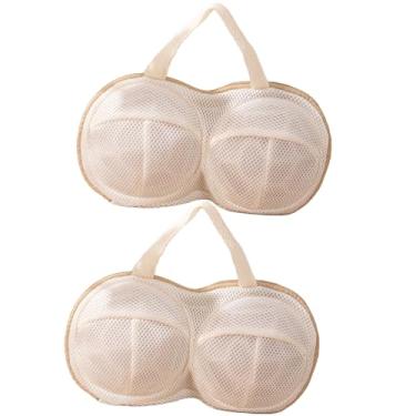 Imagem de 2 sacos de lavagem de sutiã com protetor de roupa de malha para lingerie, bolsa de lavanderia de sutiã com moldura de suporte, bolsas de proteção de roupas íntimas, lavável na máquina de lavar roupa