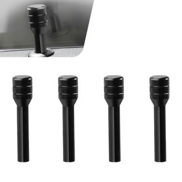 Imagem de Dogary 4 peças de tampa de fechadura de porta de carro, substituição de pinos de trava interna de alumínio, com acessórios decorativos de interruptor de anel de borracha, adequado para a maioria dos