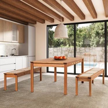 Imagem de Conjunto Sala de Jantar 1 Mesa 2 Bancos 180cm - Casa e Jardim Móveis