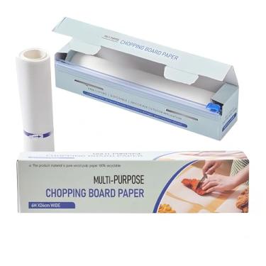 Imagem de TIDYQ Tábua de corte de papel descartável, 24 cm x 20 pés quadrados, cortador embutido, multifuncional, tábuas de corte descartáveis ideais para preparação de refeições, acampamento, alergia alimentar