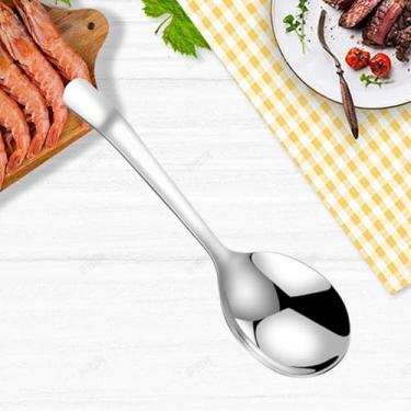 Imagem de Colher de cabo longo de aço inoxidável 316 - concha de sopa de cabeça redonda, utensílio de jantar ocidental, colher de arroz polida, utensílios de mesa elegantes, alimentação moderna