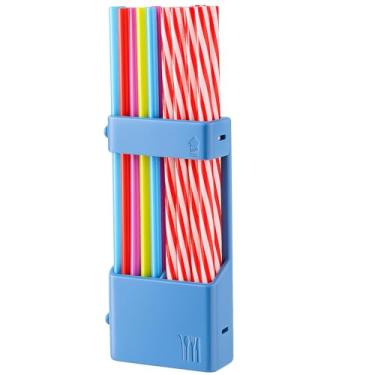 Imagem de Qinyoung Suporte de canudo para porta de armário de silicone organizador de canudo organizador de armário reutilizável com orifício de drenagem de montagem magnético adesivo para utensílios de bancada