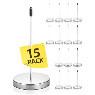 Imagem de Shelvestar 15 porta-recibos de mesa – Ponta de bilhete de garfo de notas, eixo de cheque de restaurante, suporte de memorando, prata