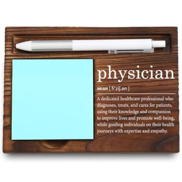 Imagem de VYNWPDFLI Organizador de mesa de madeira médico, decoração de consultório médico, presente profissional médico, presente de agradecimento gravado, LQQ93