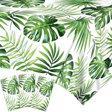 Imagem de Parrtty Hurrican 2 toalhas de mesa de plástico com folha de palmeira, capas de mesa descartáveis de folha de bananeira, adequadas para piqueniques ao ar livre, aniversários, casamentos e outras festas