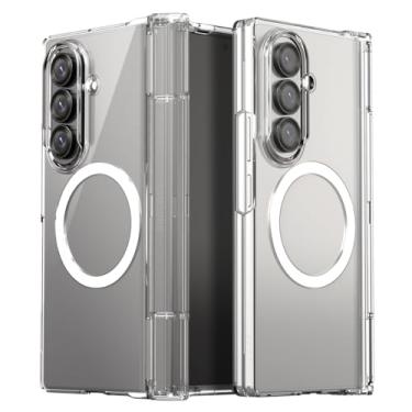 Imagem de araree Capa Nukin 360 M para Galaxy Z Fold 7, capa fina magnética pronta para Qi2, proteção de dobradiça de corpo inteiro, capa rígida à prova de choque transparente