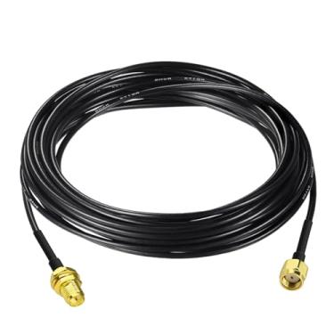 Imagem de SZSAUTO Cabo de extensão de antena WiFi, 6 m, 6 m, RP-SMA macho para RP-SMA fêmea, suporte de anteparo RG174, cabo de extensão para roteador WiFi, câmera IP, adaptador de placa de rede sem fio