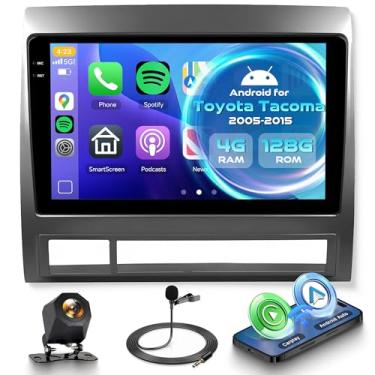 Imagem de Orderich Rádio veicular Android 4G + 128G para Toyota Tacoma 2005-2015 com CarPlay sem fio Android Auto, tela sensível ao toque de 23 cm, conexão de espelho estéreo para carro, navegação GPS, WiFi