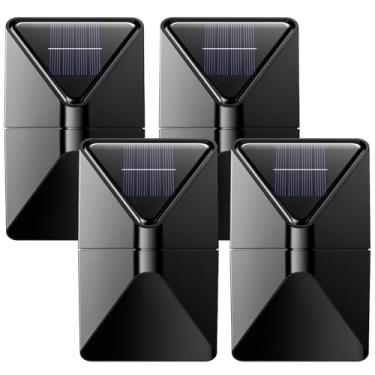 Imagem de 4 luzes de parede LED solares ao ar livre, arandelas decorativas à prova d'água para jardim, pátio, entrada e varanda