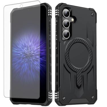 Imagem de Furill Capa de celular para Samsung Galaxy S24/S25 5G Magsafe protetor de tela de vidro temperado capa protetora magnética resistente à prova de choque resistente S 24 24S 25 25S G5 SM-S931U mulheres