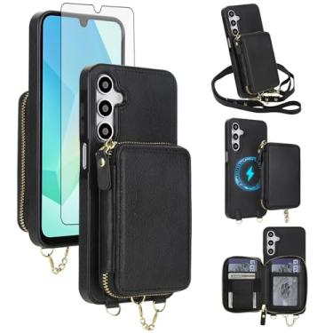 Imagem de Capa de telefone para Samsung Galaxy A14/M14 5G carteira com zíper capa de bolsa e protetor de tela alça transversal 2 em 1 magnético destacável bloqueio RFID Flip A 14 4G 14 A 14 M G5 feminino