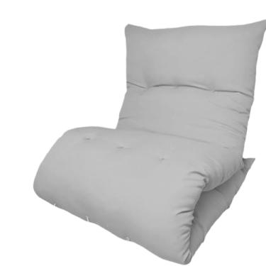 Imagem de Colchonete Futon Dobrável Almofada Poltrona Portátil Solteiro Pallet Espreguiçadeira 170X60 CM(Cinza Claro)