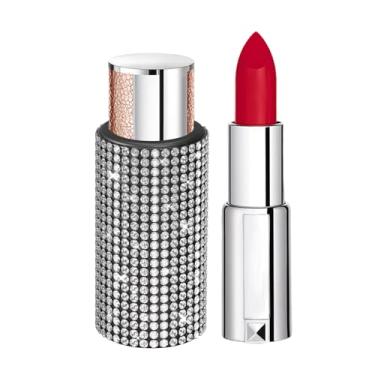 Imagem de Lyxheth Suporte de batom vertical para carro, suporte de brilho labial para carro, suporte de protetor labial com strass cintilante para interior automotivo, acessórios automotivos, suporte de batom