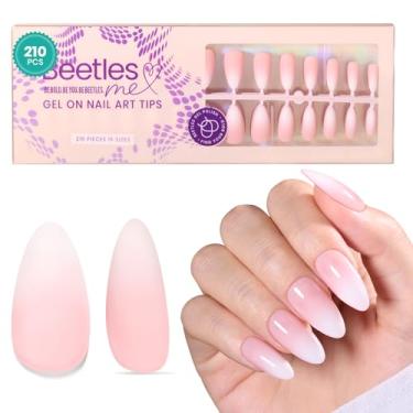 Imagem de beetles Gel Polish Unhas Postiças Almond Press On - 210 Peças Ombre Médio 4 Em 1 French Tip 15 Tamanhos Reutilizáveis