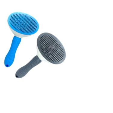 Imagem de Escova de Pelos para Cães e Gatos, Rasqueadeira Com Cabo Ergonômico, Removedor de Pelos Mortos e Sujeira (Cores: Sortidas (cinza ou azul) envio aleatório conforme disponibilidade.)