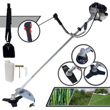 Imagem de Roçadeira Com Sistema Antivibração Toyama TBC43H 2T 43cc 1,7HP de Potência Cortador de Grama Com Cabeçote de Nylon + Lâmina 2 Pontas + Lâmina 3 Pontas