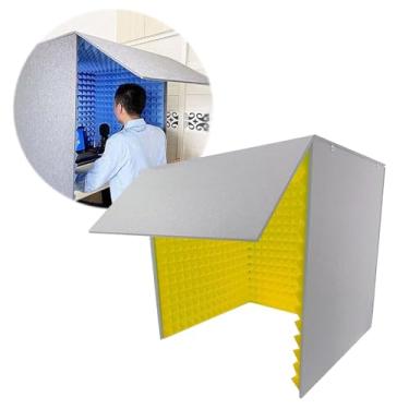Imagem de JYXYXSCP Estúdio de gravação portátil, gabinete à prova de som, cabine de isolamento de microfone, redução de ruído, equipamento de estúdio de gravação (amarelo)