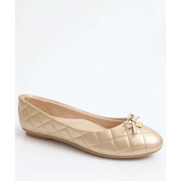 Imagem de Sapatilha Feminina Bico Redondo Moleca Dourado-34022, 37, Dourado