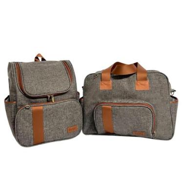 Imagem de Kit 2 Peças Bolsa Mochila Maternidade Linho Premium 2 Peças Impermeáve