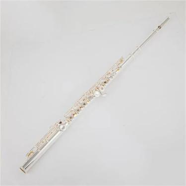 Imagem de Flauta de instrumento de flauta 16/17 furos banhado a prata obturador de flauta transversal chave C com instrumento musical e chave E (B1000)