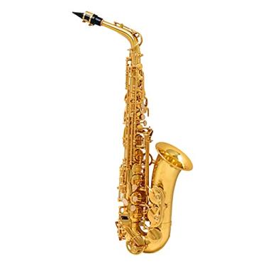 Imagem de Saxofone alto profissional latão dourado plano instrumento de sopro com alça de caixa luvas, saxofone estudantil