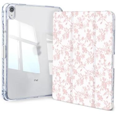 Imagem de Jngnpn Capa para iPad A16 11ª geração 11 polegadas 2025, iPad 10ª geração 10,9 polegadas 2022, capa fina com três dobras transparente traseira transparente com suporte para lápis e capa hibernar