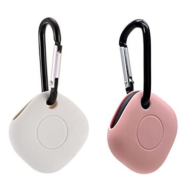 Imagem de (2 pacotes) Capas para Galaxy SmartTags, capas protetoras de borracha macia premium, antiarranhões, leve com clipes, chaveiro adequado para Galaxy SmartTags/SmartTag+ Plus (rosa + cinza)