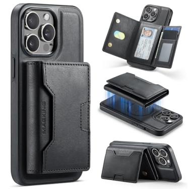 Imagem de DG.MING Capa carteira para iPhone 13 Pro Max, suporte magnético destacável 2 em 1 com bloqueio RFID (7 compartimentos para cartão), compatível com MagSafe, suporte, couro PU + design TPU à prova de