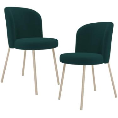 Imagem de Kit 02 Cadeiras Para Sala de Jantar Cozinha Estofada Gavi Arena L02 Bouclê Verde - Lyam Decor