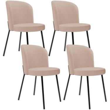 Imagem de Kit 4 Cadeiras Sala de Jantar Estofada Gavi L02 Linho Rosê - Lyam Decor