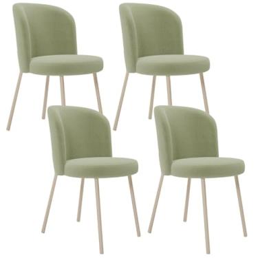 Imagem de Kit 04 Cadeiras Para Sala de Jantar Cozinha Estofada Gavi Arena L02 Bouclê Oliva - Lyam Decor