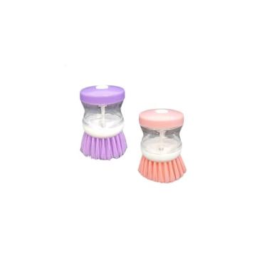 Imagem de Escova de Limpeza com Dispenser, Cabo Emborrachado, Plástico, 20cm Comprimento, Versátil para Limpezas Leves e Pesadas