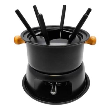 Imagem de Conjunto Panela de Fondue com Garfos, 11 Peças, Cor Preta, Para 6 Pessoas,Fondue para Queijo, Chocolate e Carnes