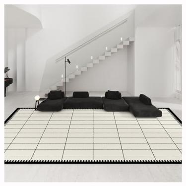Imagem de SPXMQSS Tapete de sala de estar, tapetes para quarto, ultramacios, para sala de estar, antiderrapante, não cai, lavável na máquina - preto/branco