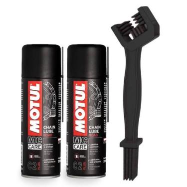 Imagem de Kit Spray Lubrificante Motul C2 Plus Chain Lube Escovinha de Limpeza